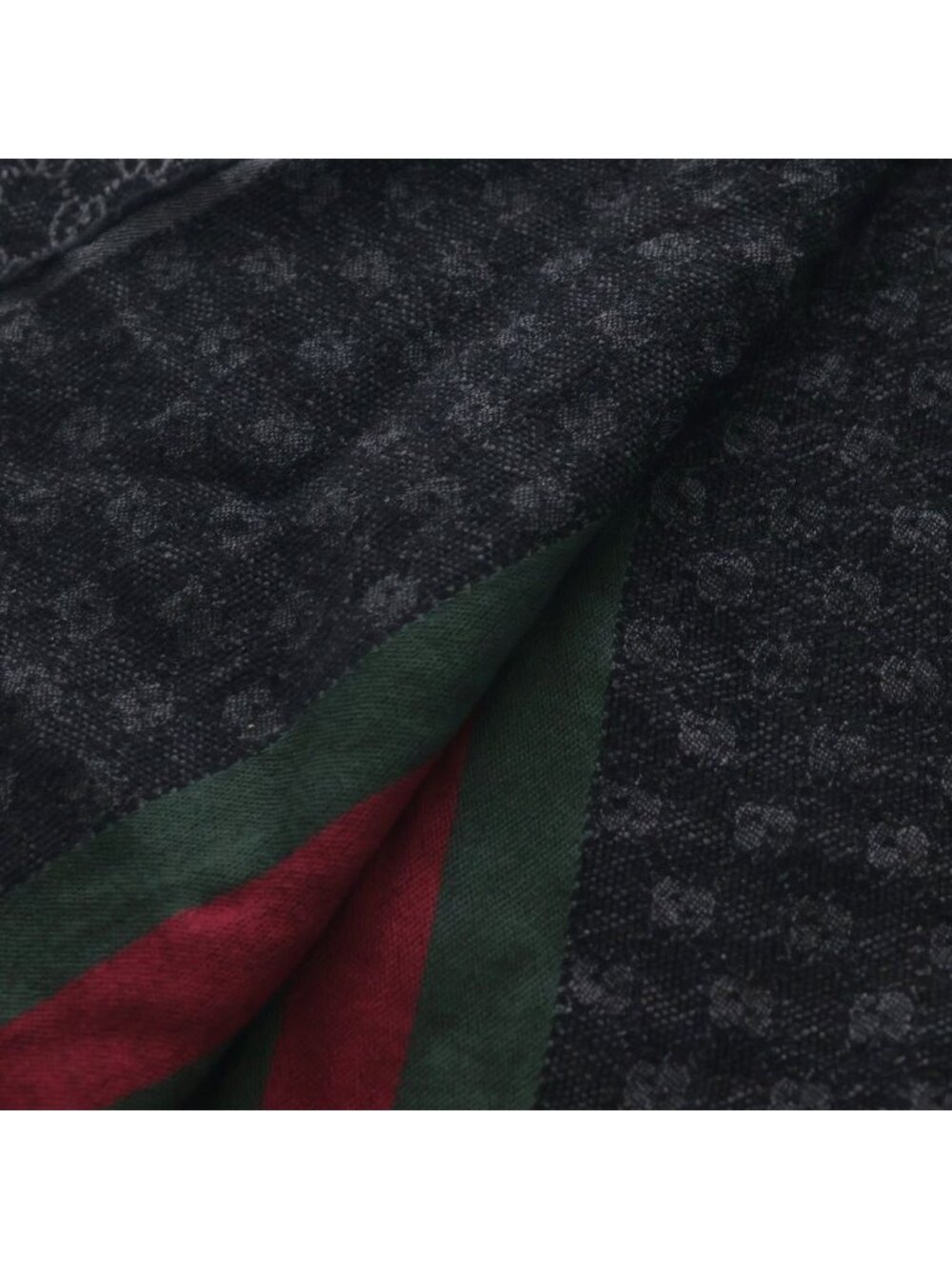 Gucci Sherry Line GG All Over Pattern Jacquard Silk Pretend Scarf Black - Picture 5 of 6